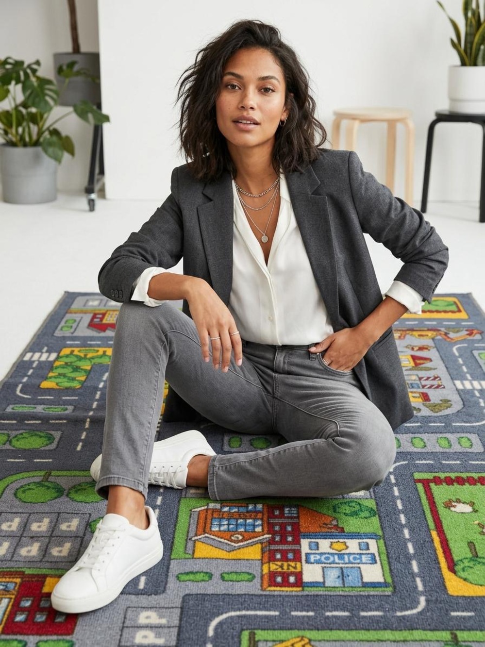 Grey High-Rise Women’s Jeans - Classic Slim Fit
